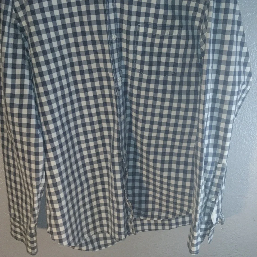 J Crew Light Weight 100% Cotton Blue and White Plaid Button Down Shirt XL